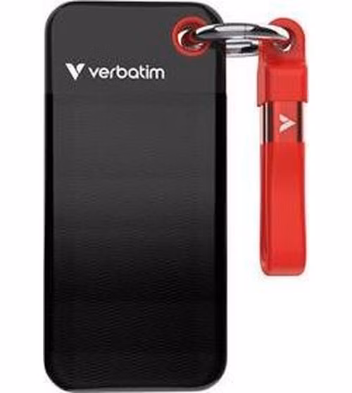 VERBATIM Pocket SSD 256GB, USB-C 3.2 Gen 2, černá/červená