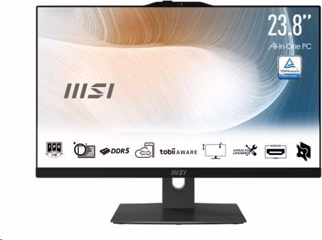 MSI PC AiO Modern AM242P 1M-2088XEU, Core 5 120U, 23.8 FHD, Anti-Glare, Non-Touch, 16GB, 512GB SSD, N/A, No OS, Black