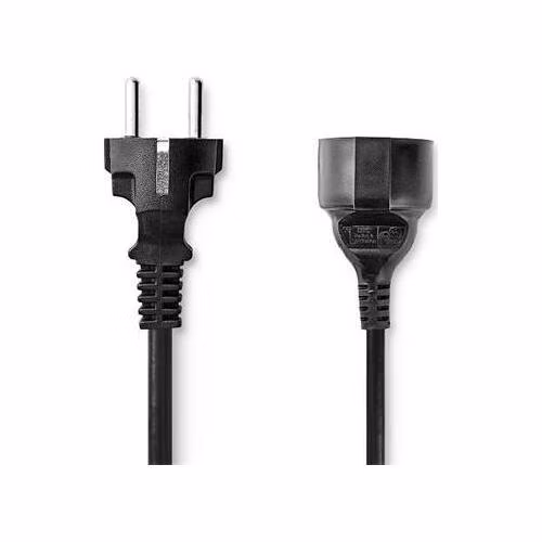 Nedis CEGL10200BK20 - Napájecí kabel | Typ F Zástrčka – Typ F Zásuvka | Přímý | Přímý | 2 m | Černá