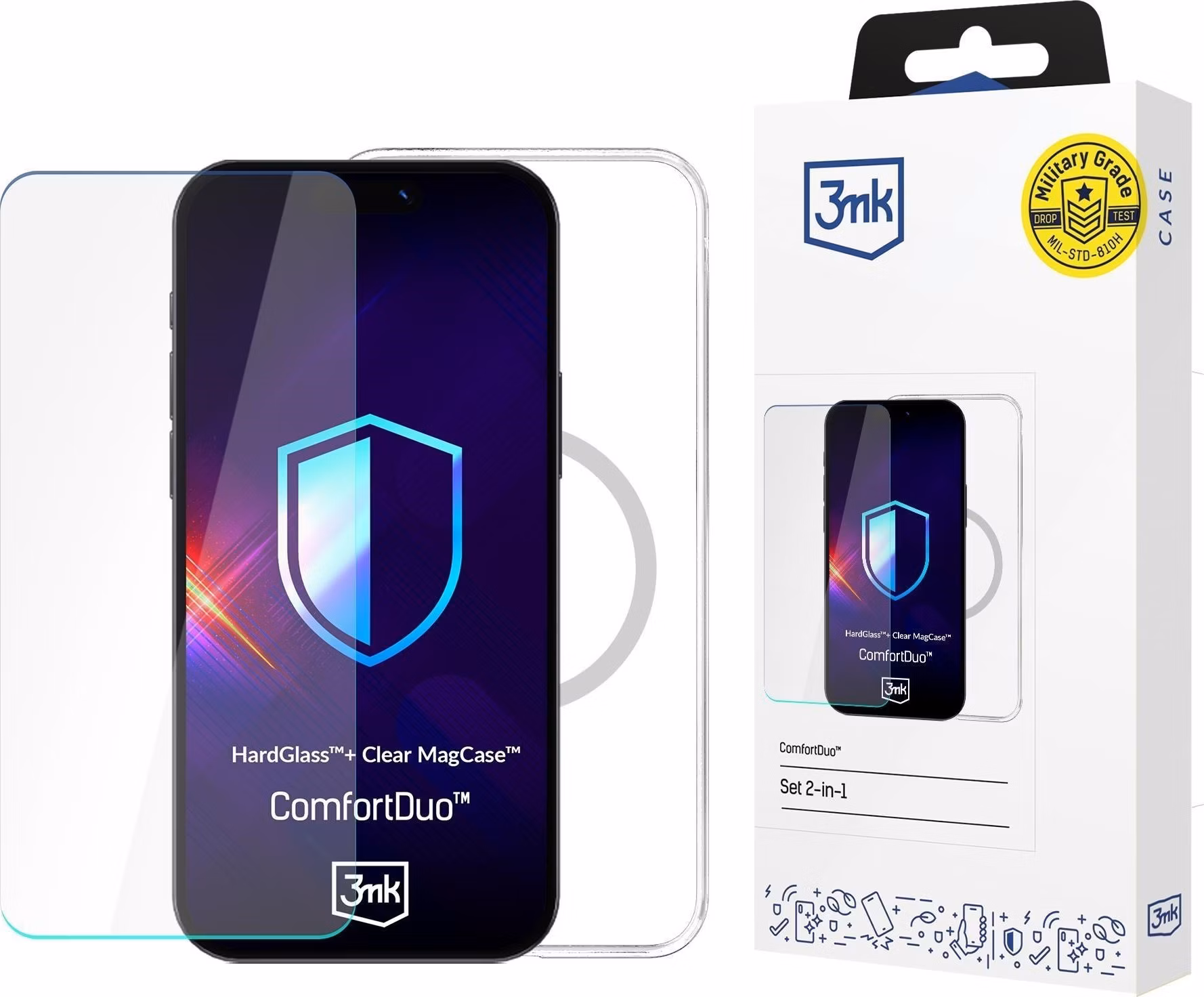 3mk kryt+tvrzené sklo ComfortDuo Clear Magcase pro Apple iPhone 16E
