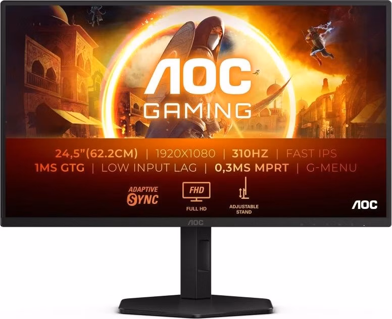 AOC LCD herní 25G4SXU 24,5" IPS/1920x1080@300Hz/0,3ms/400cd/2xHDMI/DP/4xUSB/Pivot/HAS/VESA