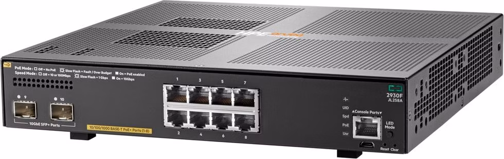 HPE Aruba Networking 2930F 8G PoE+ 2SFP+ Switch
