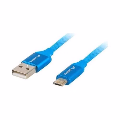 LANBERG Micro USB (M) na USB-A (M) 2.0 kabel 1m, modrý, rychlé nabíjení 3.0