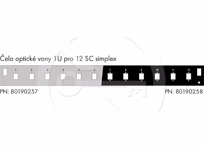 Čelo optickej vane 1U pre 12 SC simplex BK