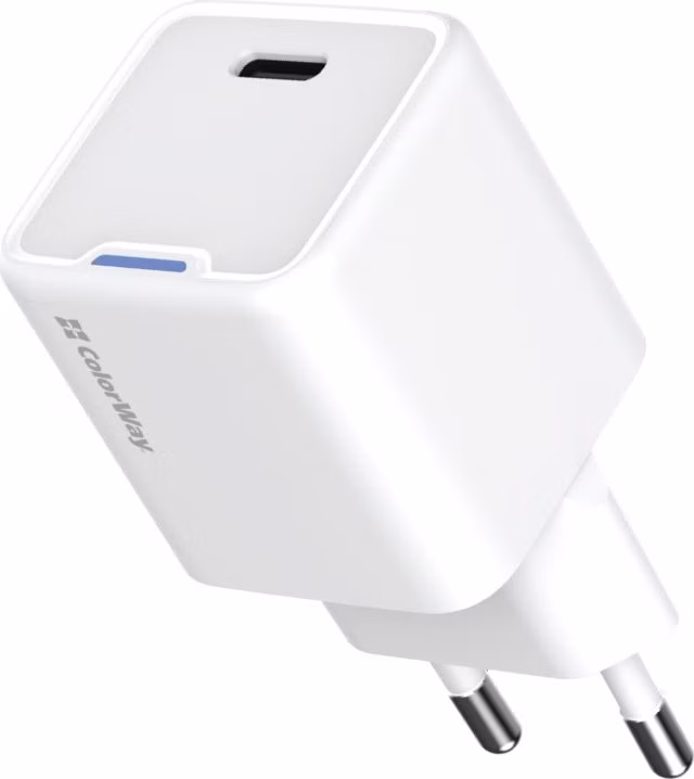 COLORWAY 1x USB-C/ síťová nabíječka/ GaN/ PD/ PPS/ 25W/ Bílá