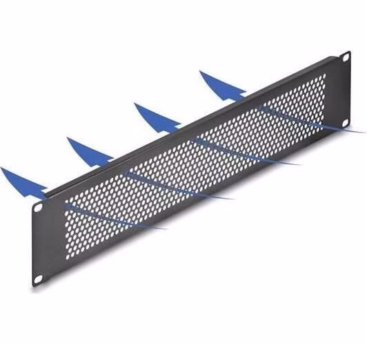 Delock 19” žaluziový panel s kruhovými otvory, 2U, černý