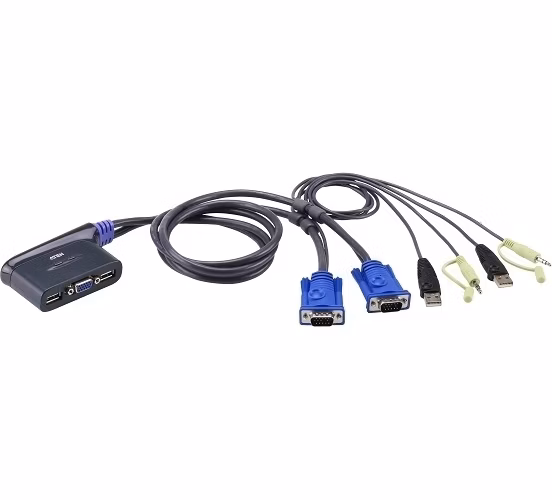 ATEN KVM prepínač 2-portový VGA KVMP USB2.0, mini, audio, 1,8 m káble