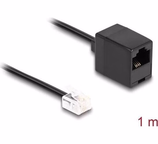 Delock Telefonní kabel ze zástrčky RJ11 na zásuvku RJ45, černý 1 m