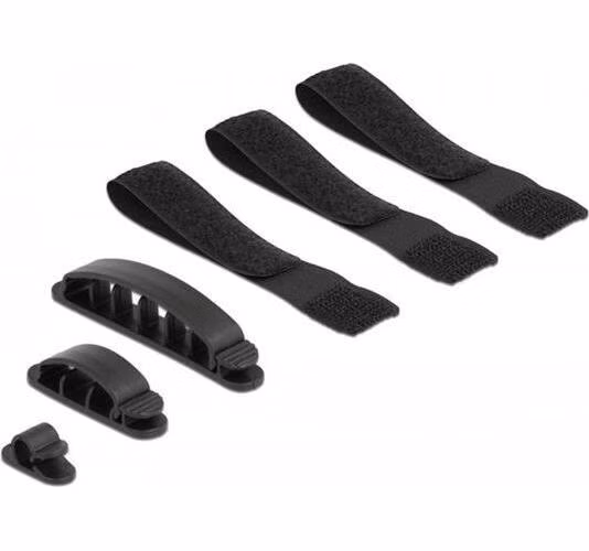 Delock Držák kabelu a sada pásků Velcro, 6 ks