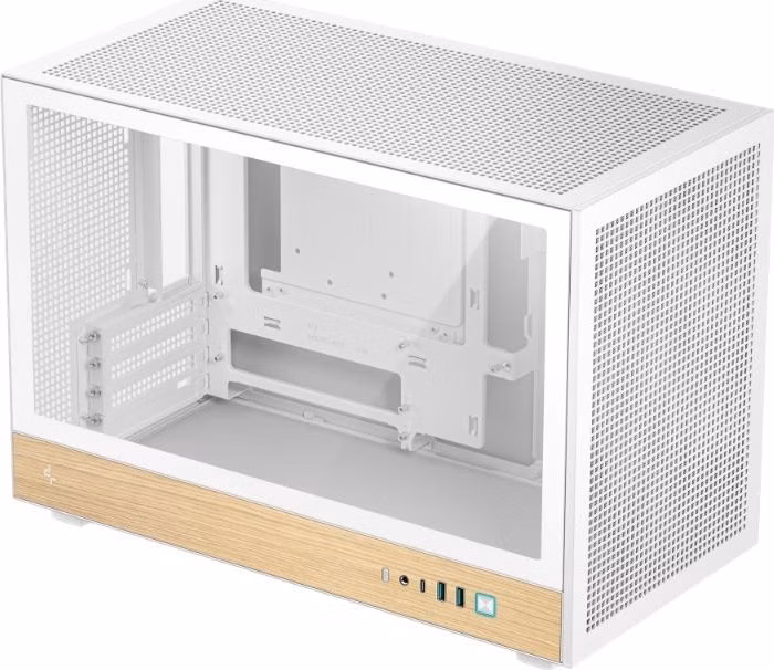 DEEPCOOL Case CH260 WOOD WH, mATX, Průhledná bočnice, bílo-dřevěná