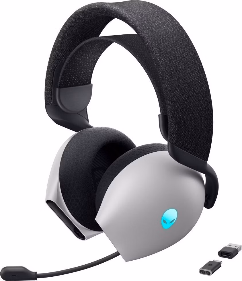DELL bezdrátová náhlavní souprava  AW725H/ Wireless gaming Tri - mode Headset/ sluchátka + mikrofon/ bílá