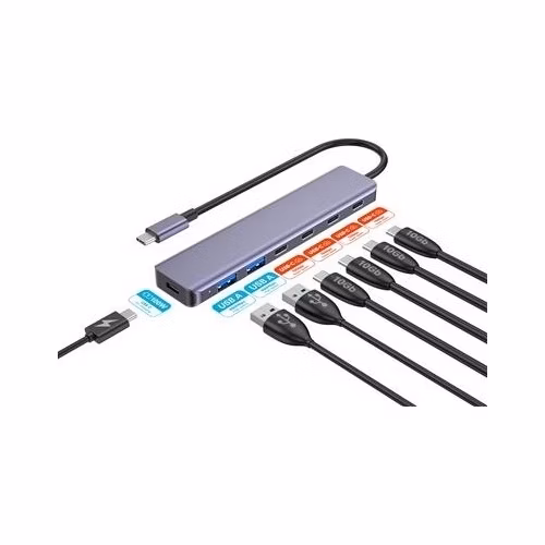 PLATINET HUB 7IN1 10GBS USB-C TO 4X USB-C 3.2 GEN2 + 2X USB-A 3.2 GEN1 + 1X USB-C PD 100W ALU