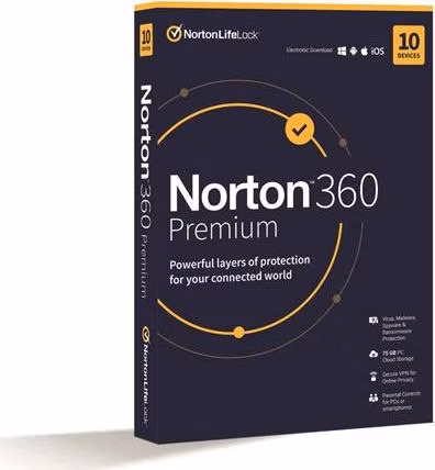 NORTON 360 PREMIUM 75GB +VPN 1 uživatel pro 10 zařízení na 2 roky