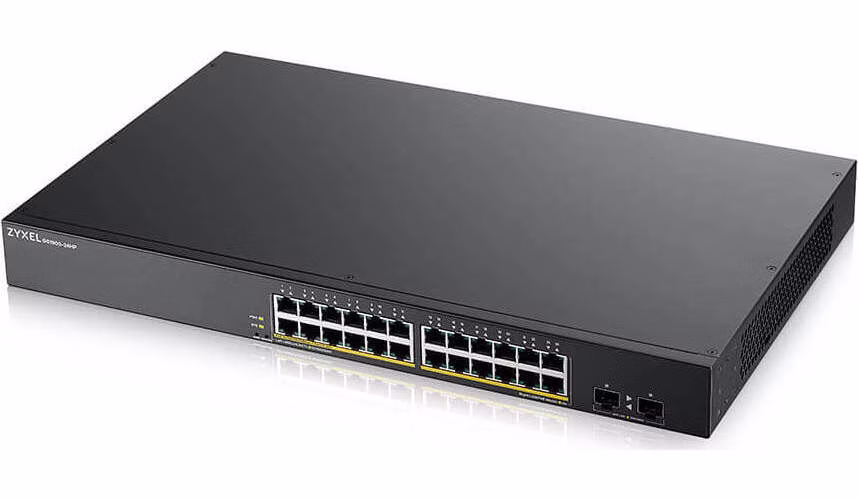 Zyxel GS1900-24HP v2 26portový gigabitový webový inteligentný PoE prepínač, 24x gigabitový RJ45, 2x SFP, rozpočet PoE 170W