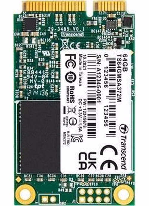 TRANSCEND MSA372M 64GB SSD disk mSATA, SATA III (MLC), 550MB/s R, 450MB/s W