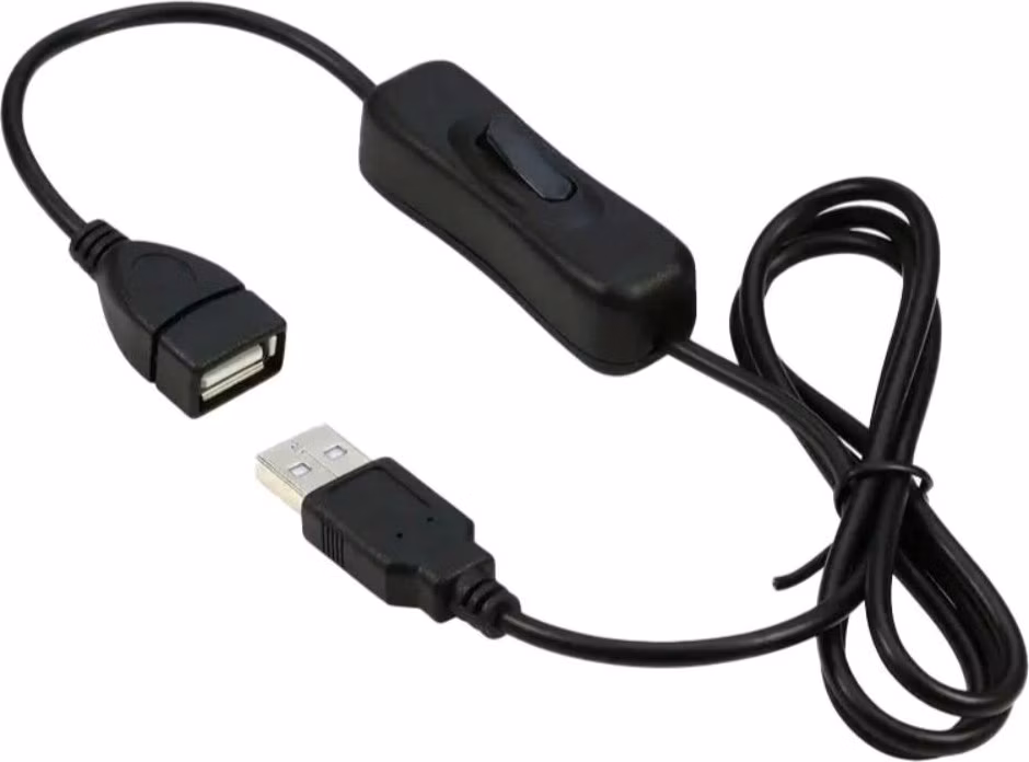 PREMIUMCORD Prodlužovací kabel USB 2.0 s vypínačem, 1m, černá