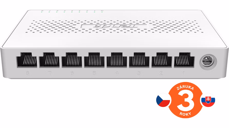 Tenda SM108 - 8x Multi-Gigabit 2.5G Ethernet Switch, 100/1000/2500 Mb/s, 40Gb/s, fanless