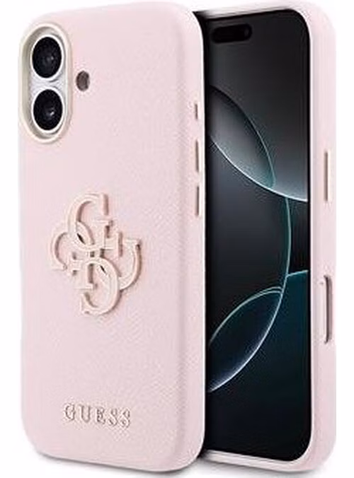 Guess PU Resin Logo kryt iPhone 17 ružový