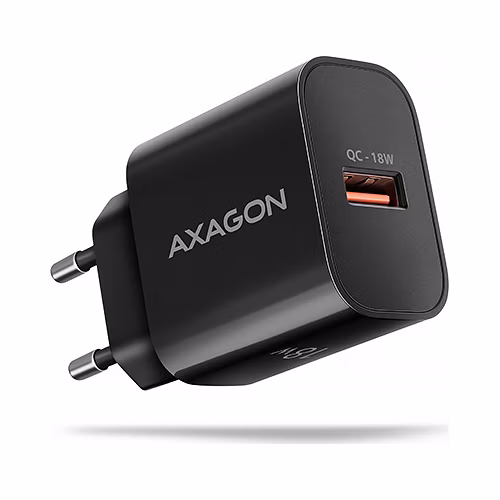 AXAGON ACU-QC18, Nabíječka do sítě 18W, 1x port USB-A, QC3.0/AFC/Apple, černá