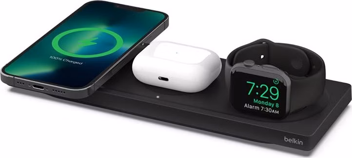 Belkin Boost Charge Pro 3-in-1 Wireless Charging Pad with Magsafe 15W - Black