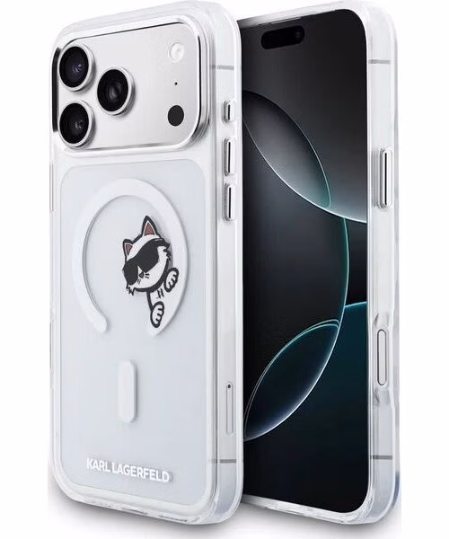 Karl Lagerfeld IML Choupette Peekaboo MagSafe MagSafe kryt iPhone 17 Pro Max priehľadná