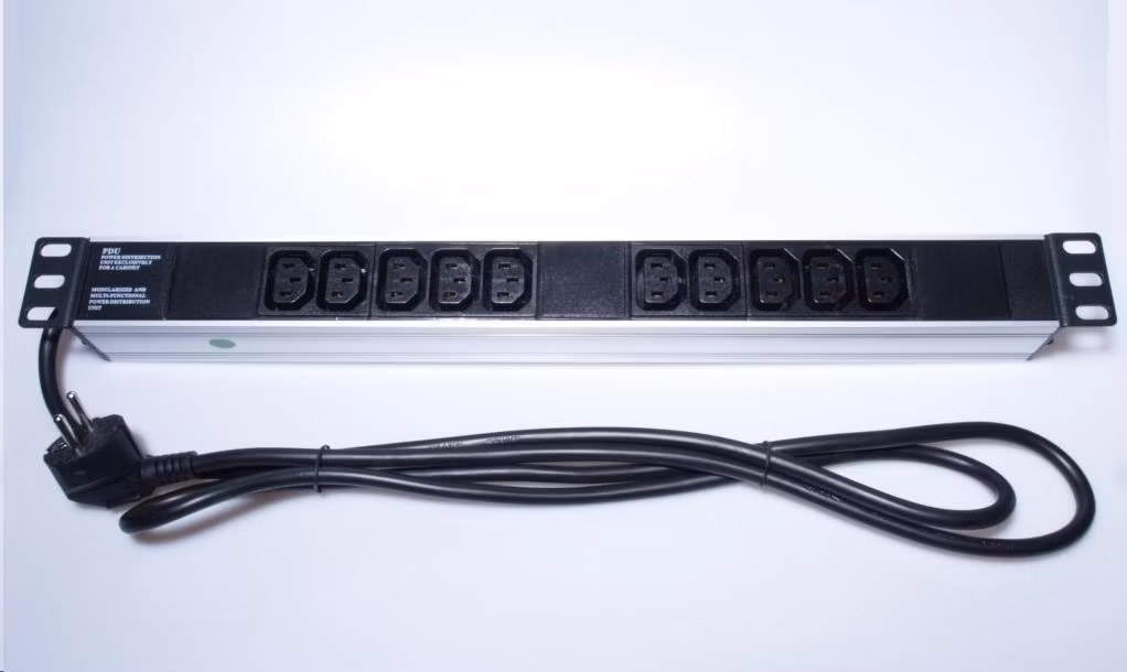 PREMIUMCORD Napájací panel pre 19" rack 1U, 10xIEC (C13), 2m kábel