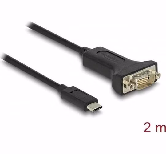 Delock Adaptér z rozhraní USB Type-C™ na 1 x 9 pinový zástrčkový konektor sériového rozhraní RS-232 D-Sub s maticemi 2 m
