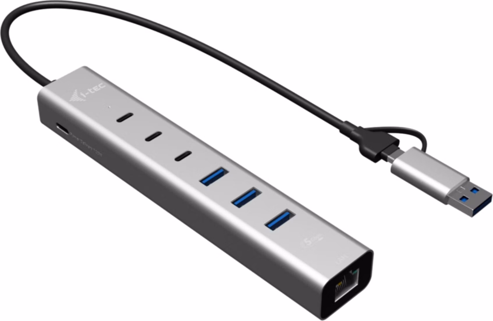 i-tec USB-C/USB-A Metal HUB 6 port (3x USB-C, 3x USB-A), LAN, Power Delivery 85W