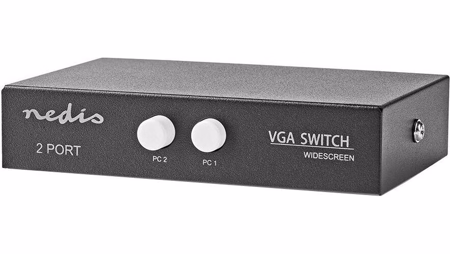 NEDIS VGA přepínač/ 2x VGA vstup/ 1x VGA výstup/ rozlišení 2560x1600/ černý/ BOX