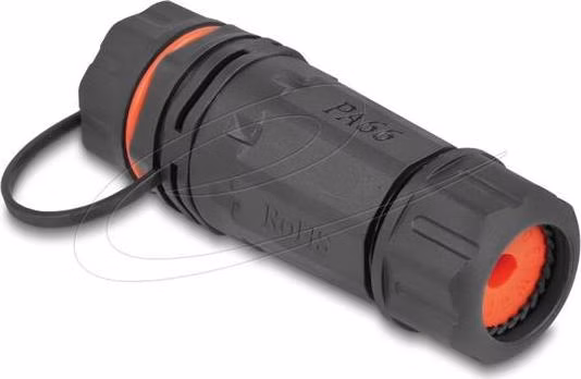 Delock Konektor kabelu ze zásuvkového RJ45 na zásuvkový RJ45 Cat.6A, s ochranným uzávěrem, vodotěsný