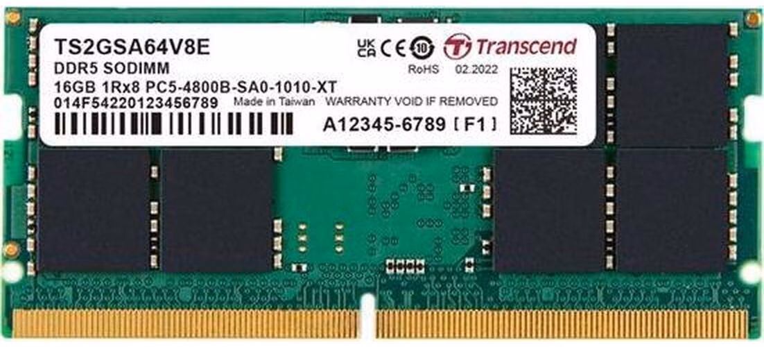 Transcend paměť 16GB SODIMM DDR5 4800 1Rx8 2Gx8 CL40 1.1V