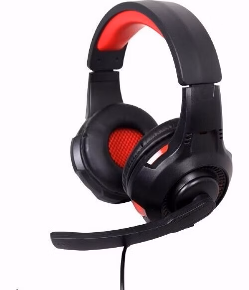 GEMBIRD sluchátka s mikrofonem GHS-U-5.1-01, gaming, 5.1 surround, černo-červená, USB