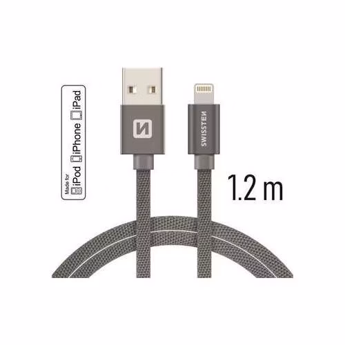 SWISSTEN DATA CABLE USB / LIGHTNING MFi TEXTILE 1,2M GREY