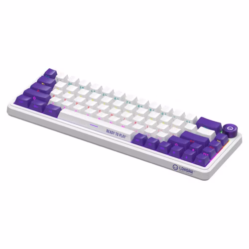 Lorgar KBA41MWH, mechanická herná klávesnica, 66 klávesov, Toxic Purple Switch, Hot-Swap, RGB, USB-C