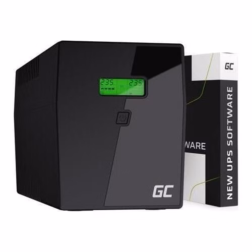 Green Cell Nepřerušitelný zdroj napájení UPS 2000VA 1400W s LCD displejem Čistá sinusovka | VERZE EU | 2x Schuko 2x IEC zásuvky