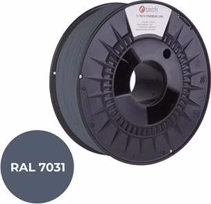 C-TECH tisková struna PREMIUM LINE ( filament ) , PLA, šedomodrá, RAL7031, 1,75mm, 1kg