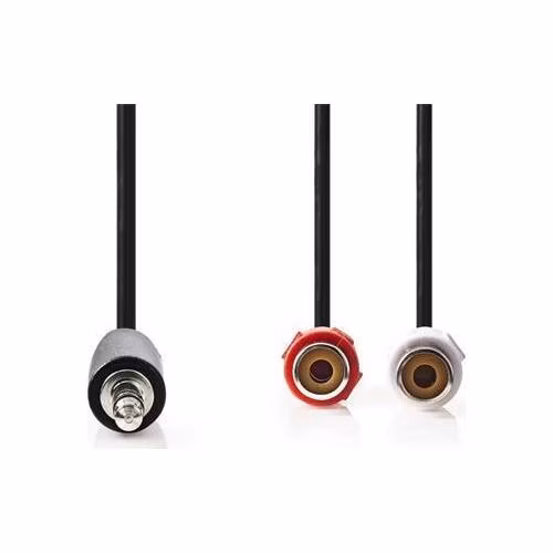 Nedis CAGB22250BK02 - Stereofonní Audio Kabel | 3,5mm Zástrčka - 2x RCA Zásuvka | 0,2 m | Černá barva