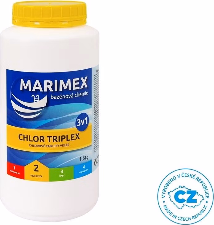 Marimex Chlor Triplex 1,6 kg - bazénová chemie - DEZINFEKCE