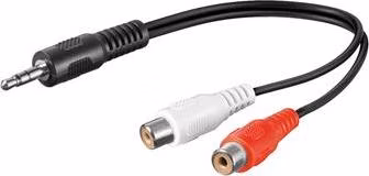 PREMIUMCORD Audio kábel 3,5 mm Jack - 2x Cinch 20 cm (M/F, stereo)