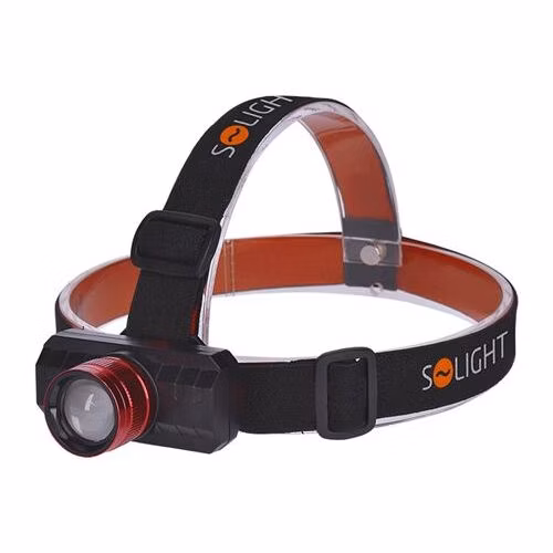Solight LED čelové nabíjacie svietidlo, 3W, 150lm, zoom, Li-ion, USB