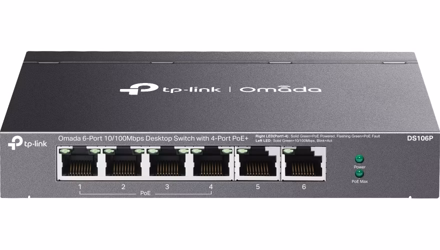 DS106P TP-link Omada 6x 10/100 Mbps, 4 PoE+, switch