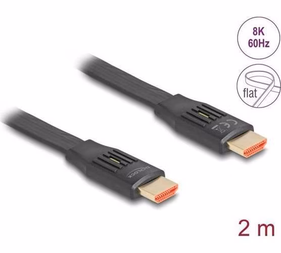 Delock High Speed HDMI Plochý stuhový kabel 48 Gbps 8K 60 Hz 2 m
