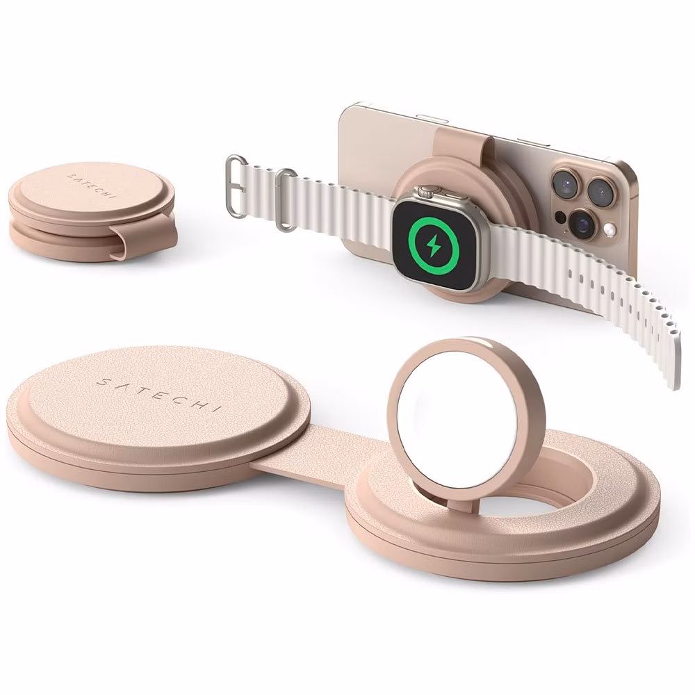 Satechi Qi2 OntheGo 2-in-1 Wireless Charger - Desert Rose