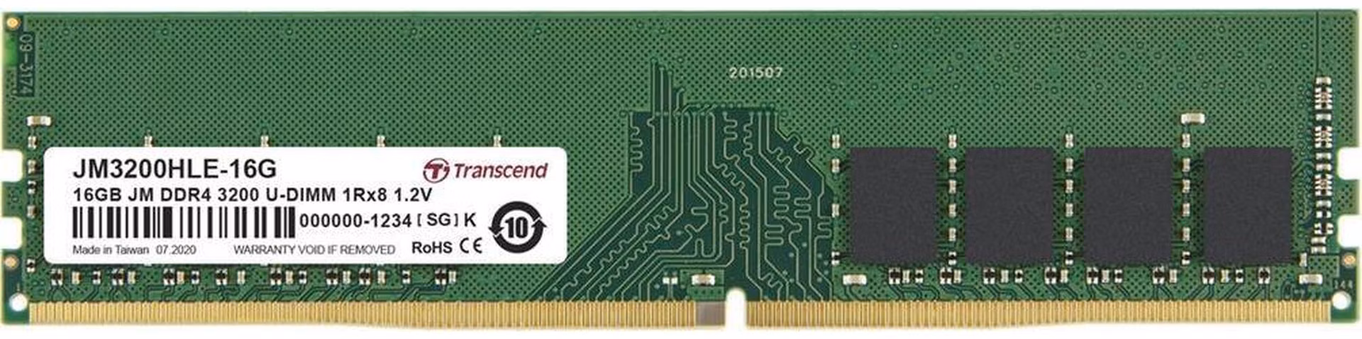 Transcend paměť 16GB DDR4 3200 U-DIMM (JetRam) 1Rx8 CL22