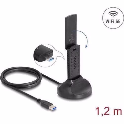 Delock Dvoupásmový Wi-Fi 6E WLAN USB adaptér AX3000 (2 x 1201 + 574 Mbps)