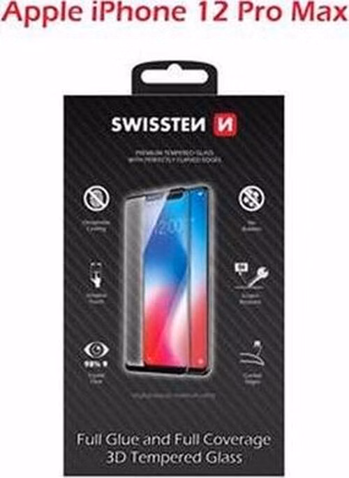 SWISSTEN OCHRANNÉ SKLO ULTRA DURABLE 3D APPLE IPHONE 12 Pro Max ČERNÉ