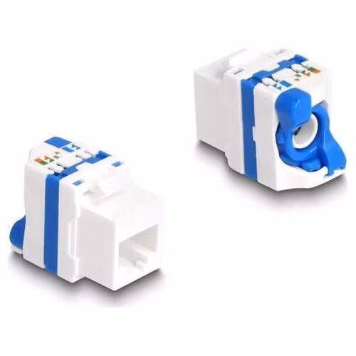 Delock Modul Keystone RJ45, ze zásuvkového na LSA Cat.6A, beznástrojový, s modrým otočným zámkem