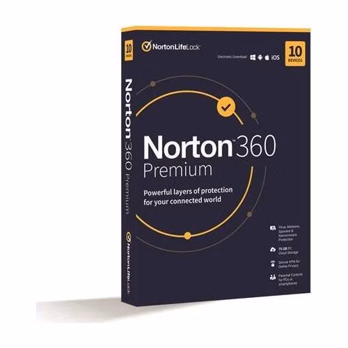 NORTON 360 PREMIUM 75GB +VPN 1 uživatel pro 10 zařízení na 3 roky