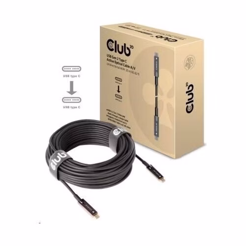 Club3D Kabel USB 3.2 typ C Gen2, aktivní, (M/M), 20m, optický, aktivní, unidirectional, A/V