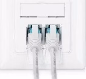 Digitus Síťová zásuvka CAT 6A Class, stíněná 2x RJ45, LSA, čistě bílá, zapuštěná montáž, 8 směr